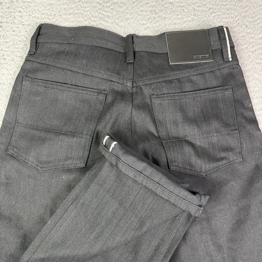 Gustin Jeans Mens 31x36 Black Selvedge California Straight Denim Button Fly